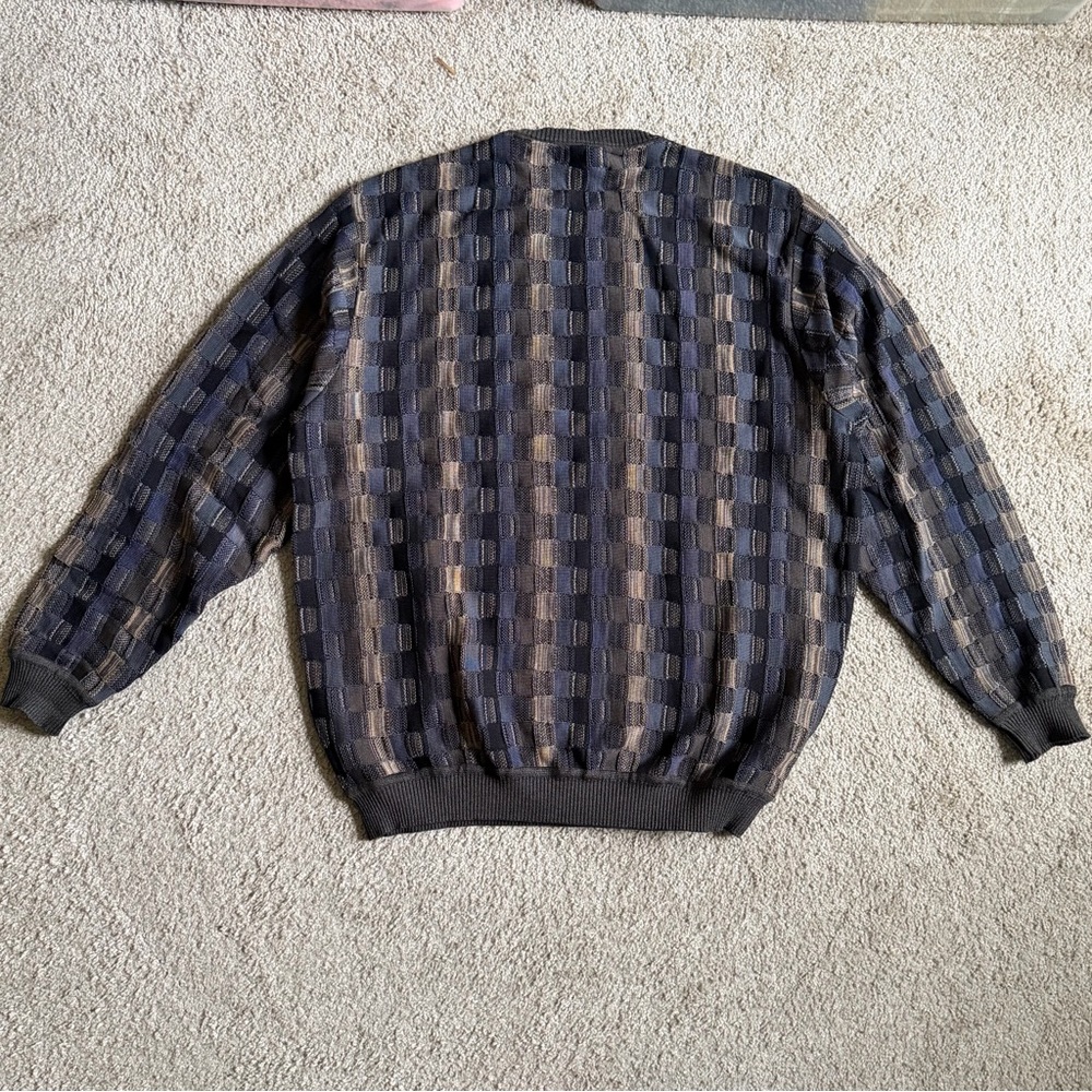 VTG ~ 1990s ~ St Croix Shop ~ Grey Multicolor Sweater ~ Basketweave ~ Size L - Picture 2 of 5